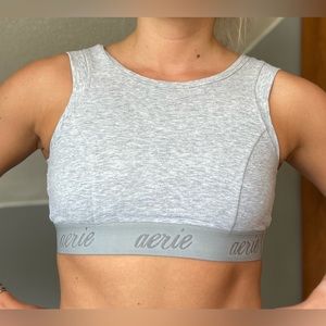 Aerie Crop Top Bra with Capped Sleeve style and Deep V Back